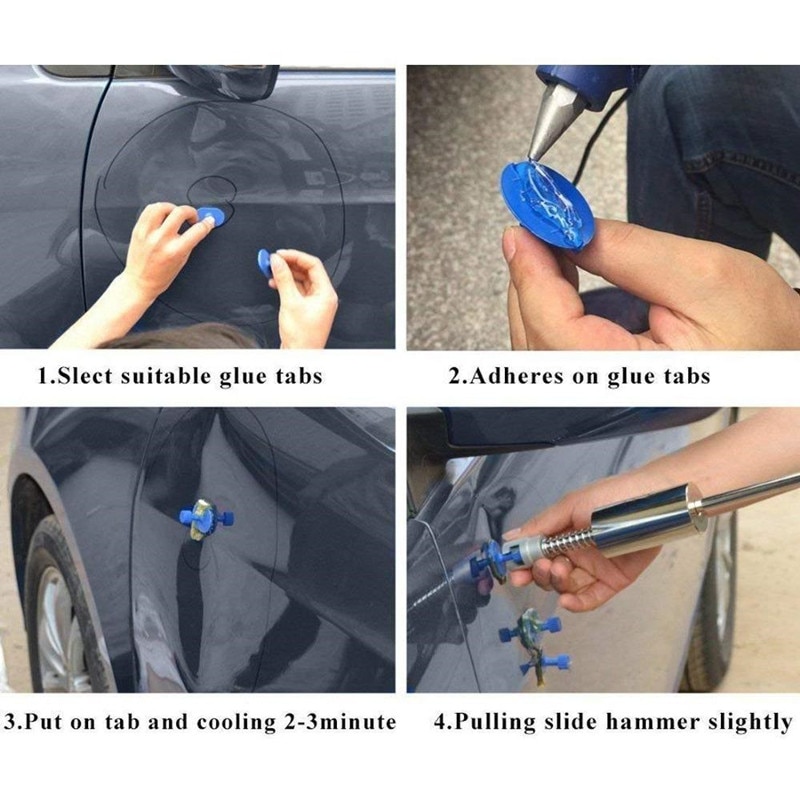 Paintless Dent Repair Tool Auto Dent Puller Suction Cup Car Body Dent Damage Repair Tool Hammer Reverse Glue Tabs Suction Cups