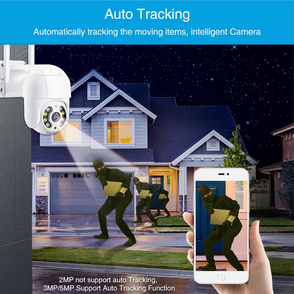 Auto tracking IP Camera Outdoor Night Vision Mini Speed Dome CCTV Camera 1080P Home Security Video Surveillance ipcam Camara 5MP