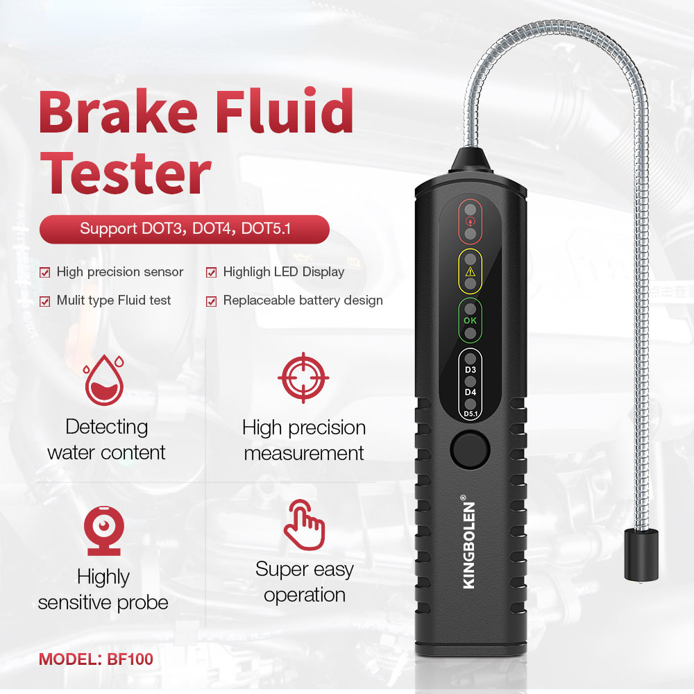 BF100 Automotive Brake Fluid Tester Digital Car Brake Oil Tool For DOT3/DOT4/DOT5.1 Auto Oil Quality Check Pen LED Indicator Car