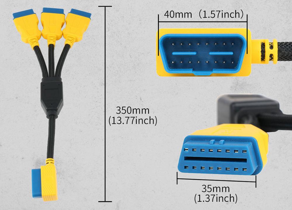 AUTOOL 35CM Car OBD2 Extend Cable Car OBD II  Adapter 1 to 3 Splitter Wire 16pin Female Male OBDII Connector Lengthen Cable