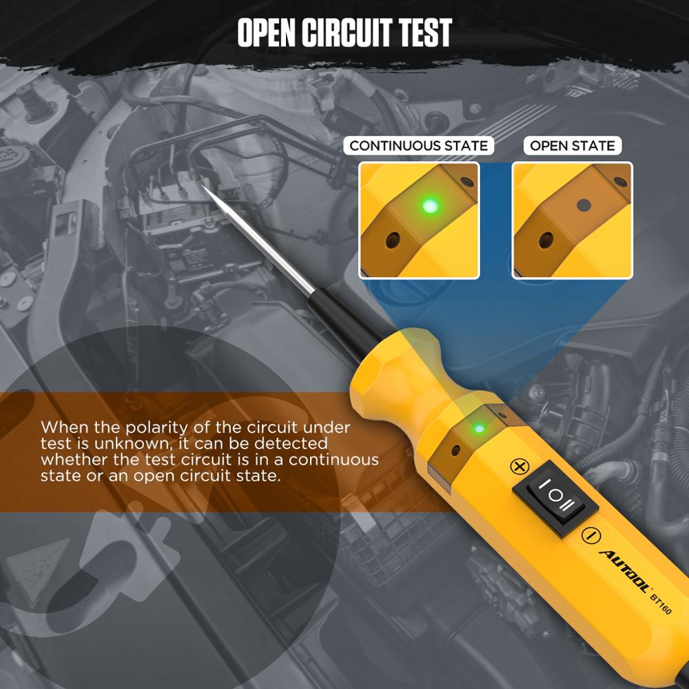 AUTOOL BT160 Car Circuit Tester Power Probe Car Diagnostic Tool Electric Voltage Integrated Scanner for 12V Car 24V Heavy Truck