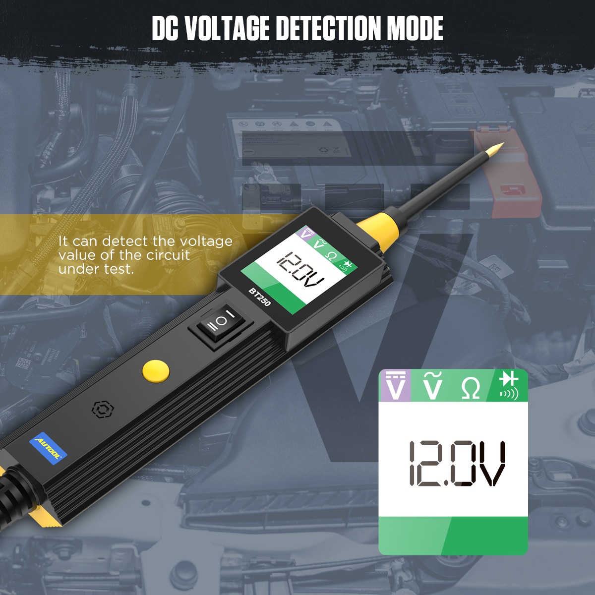 AUTOOL BT250 Circuit Tester Powerscan 6-30V Automative Power Probe Kit LED Display Voltage Polarity Locator Diagnostic Tool