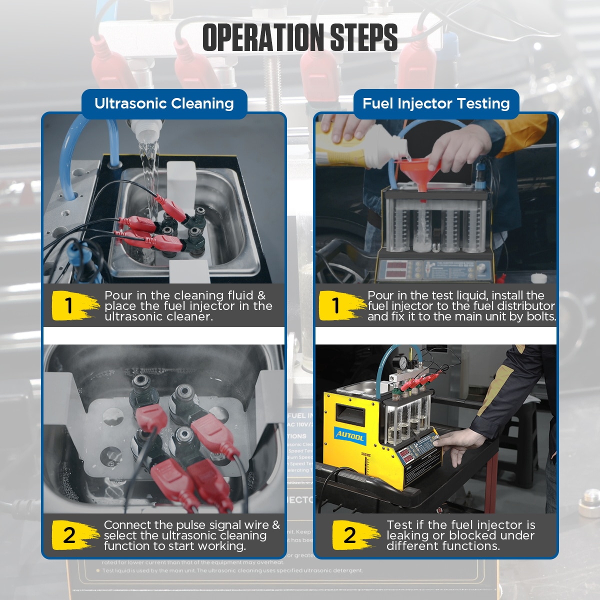 AUTOOL CT160 Fuel Injector Heating Cleaning & Tester Machine Car & Motorcycle 4-Cylinders Ultrasonic Cleaner for GDI 110V 220V