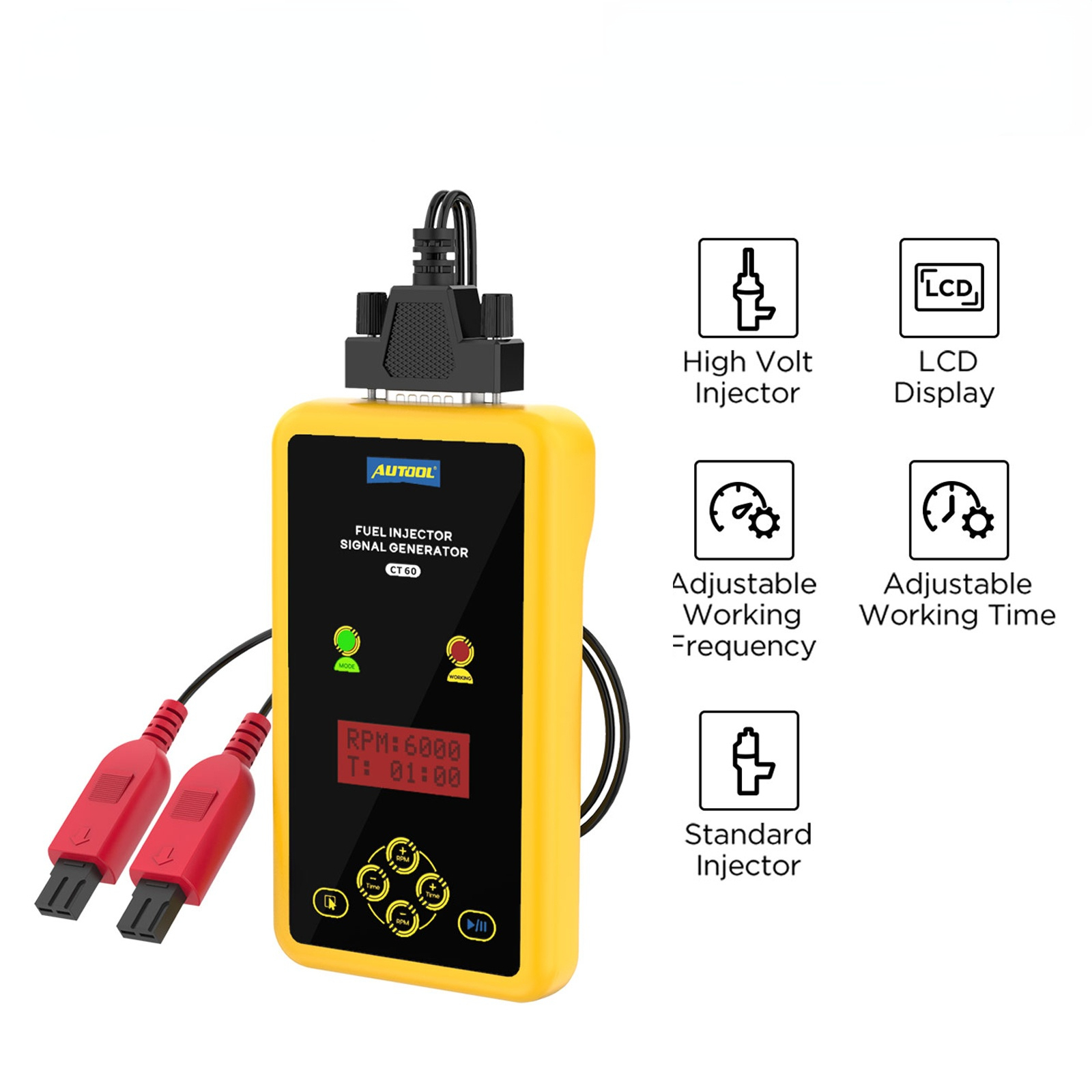 AUTOOL CT60 Auto Fuel Injector Tester Fuel Injector Flush Tester Automotive Goods CT150 CT200 12V Pulse Pressure Boost Tester