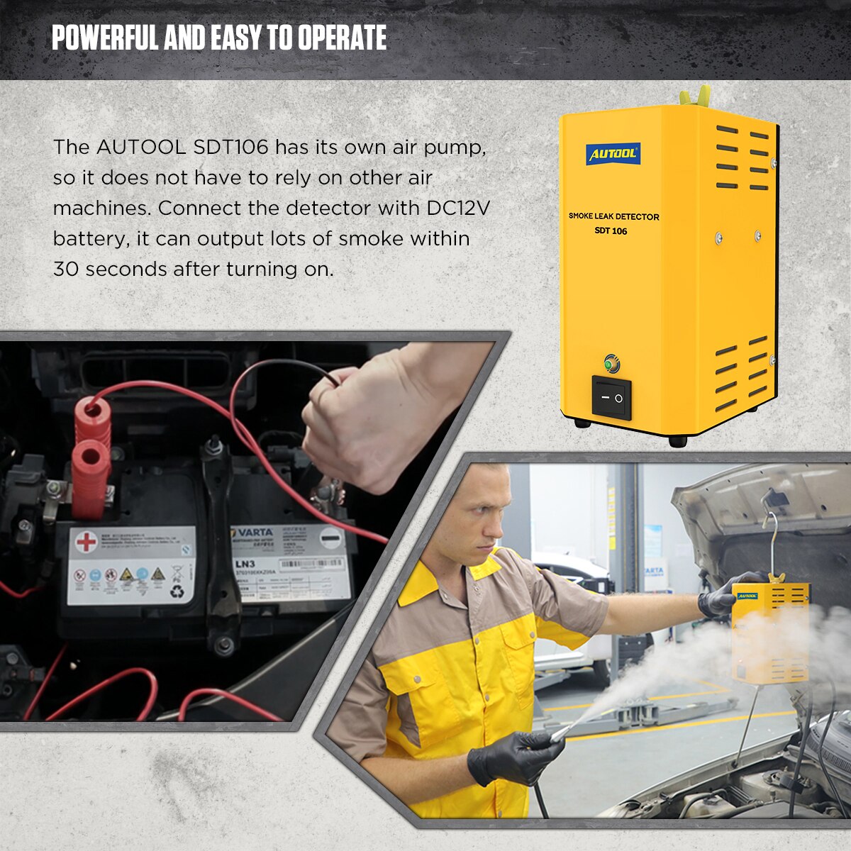 AUTOOL SDT106 Smoke Machine For Car EVAP Smoke Machine Tester Smoke Leak Detector Tester Smog Gas Leakage Locator Tester SDT 106