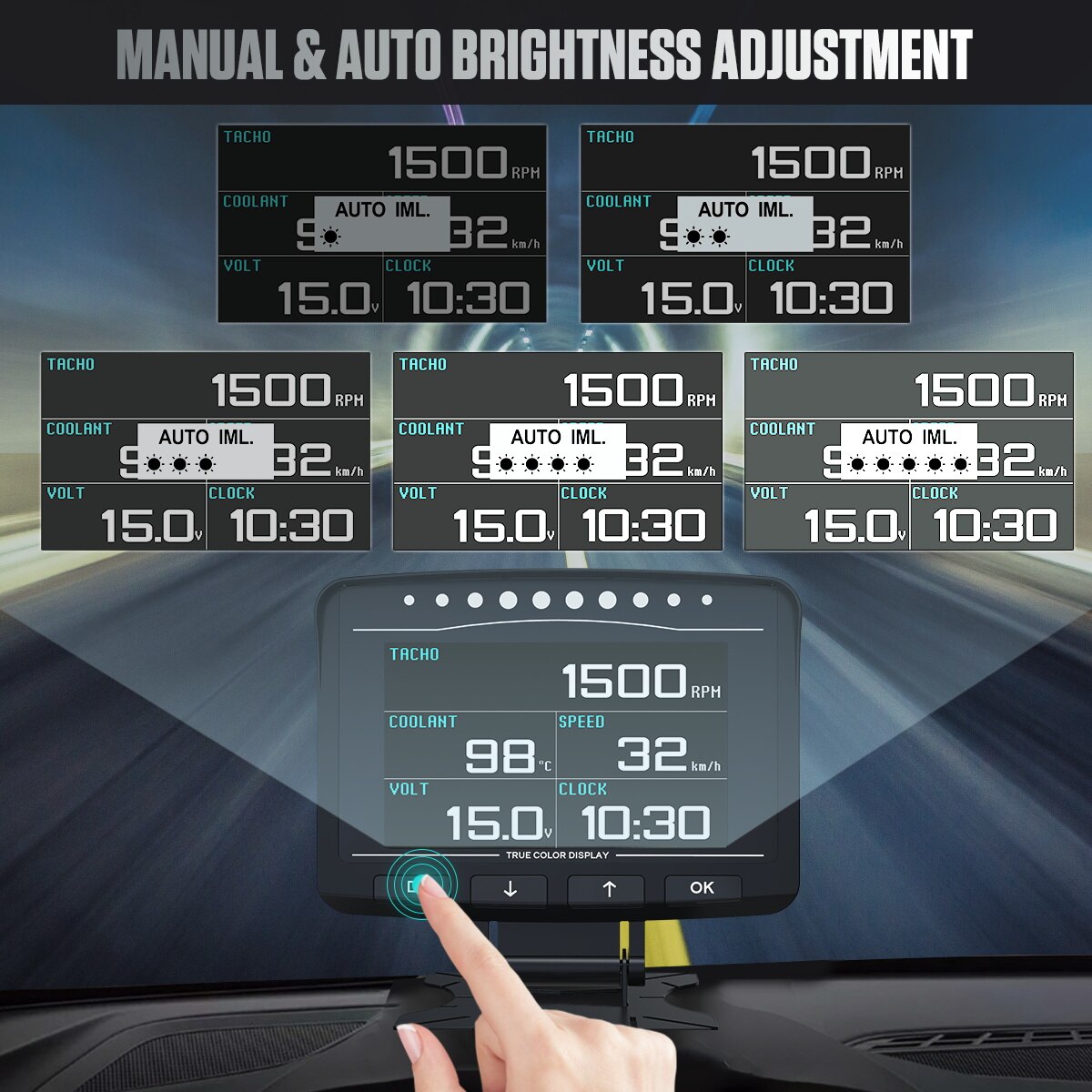 AUTOOL X50 PRO OBDII HUD OBD Head Up Display Car Speed Meter Scanner Multi-function Automobile Speedometer with Fault Diagnosis