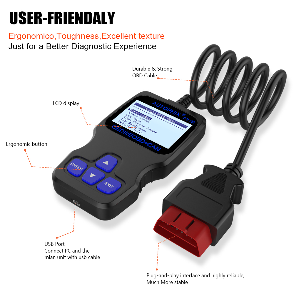 Autophix OM123 OBD2 Scanner OBD 2 Car Diagnostic Tool  Automotive Scanner ODB Code Reader Auto Scan Tools PK ELM327 CR3001 AD10