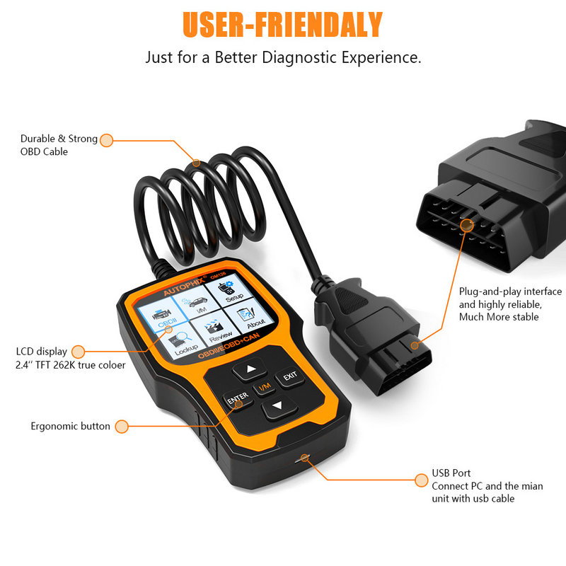 Autophix OM126 OBD2 Scanner Car Engine Code Reader OBD 2 Automotive Diagnostic Tools Scanner Car Accessories Multi-Languages