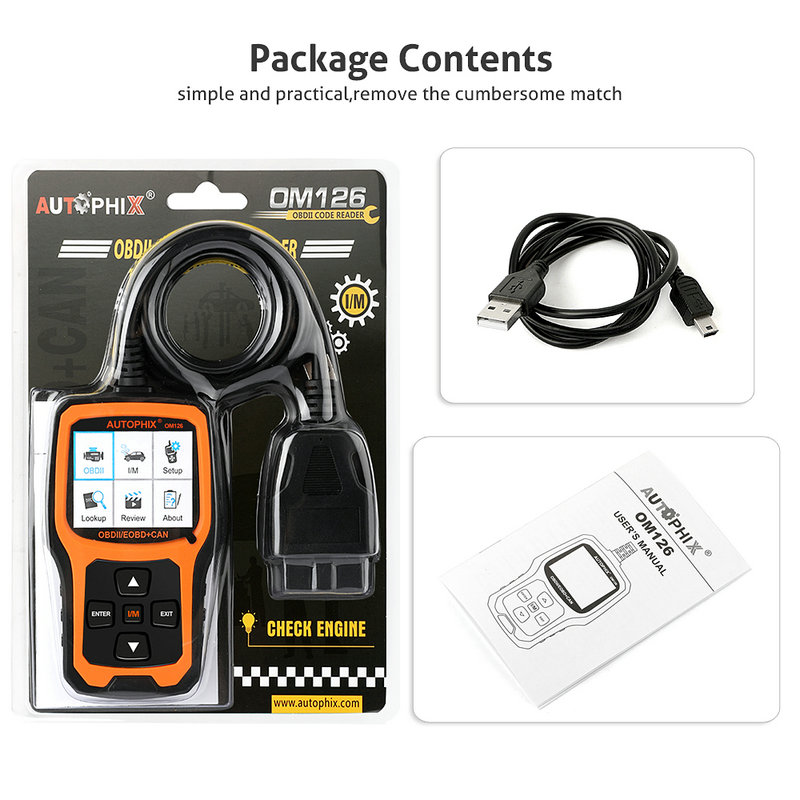 Autophix OM126 OBD2 Scanner Car Engine Code Reader OBD 2 Automotive Diagnostic Tools Scanner Car Accessories Multi-Languages