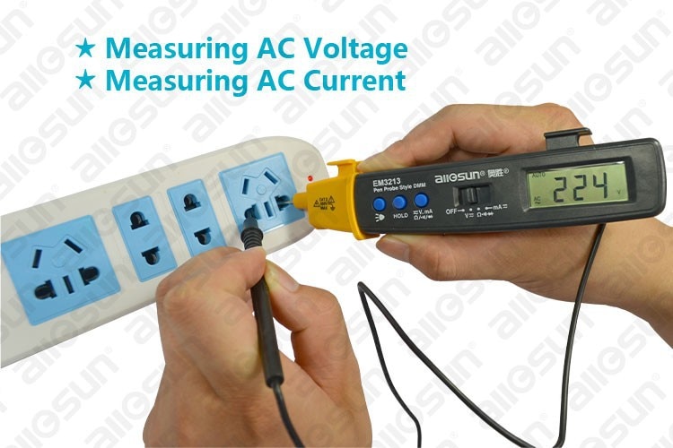 AutoRange Pen Style Digital Multimeter DMM AC DC Volt Amp Ohm Integrated Automotive Tester Resistance Continuity ALL SUN EM3213