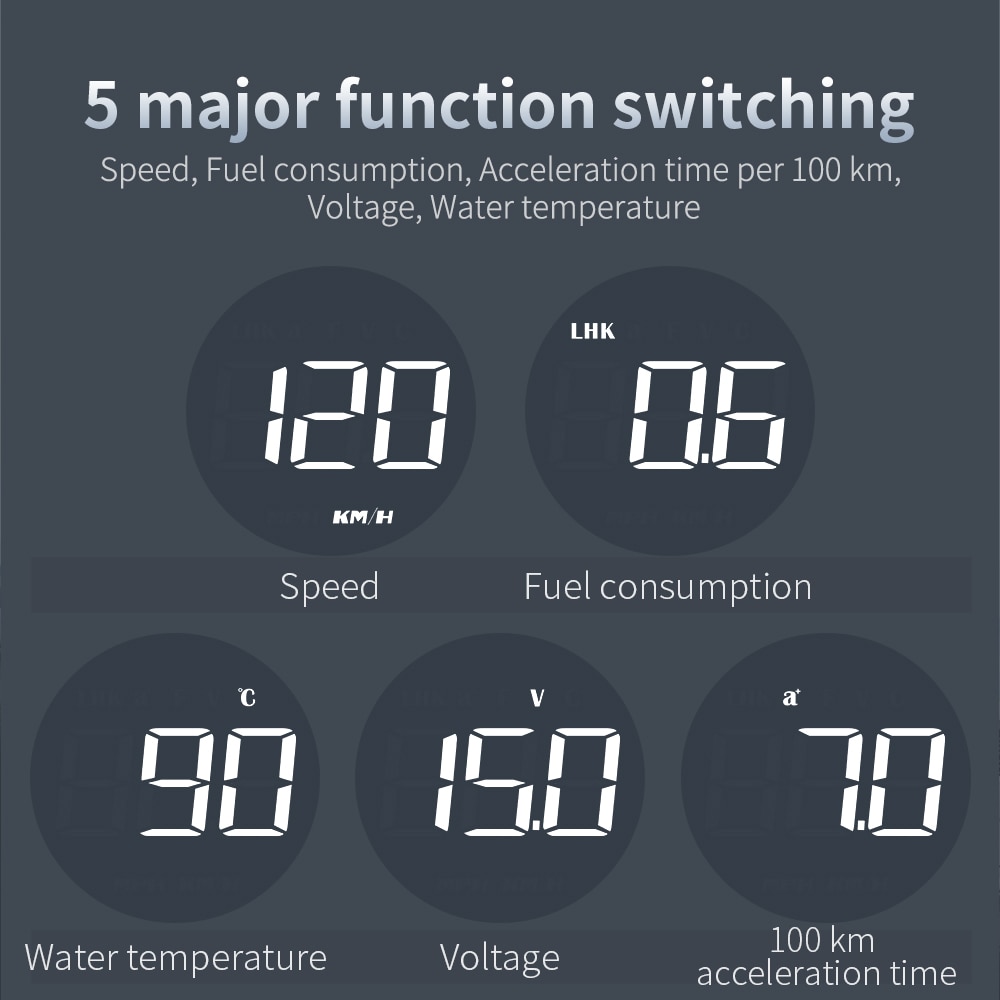 B1 OBD2 Hud Car Head Up Display Projector Alarm EOBD Auto Fuel Consumption Speedometer Windshield Car Electronic Accessories