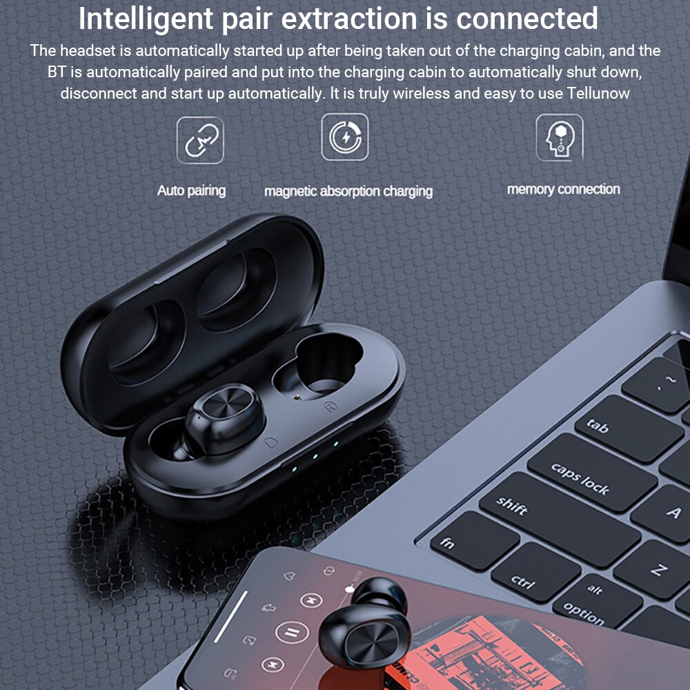 B5 TWS Wireless  BT 5.0 Bluetooth Earphone with Charging Case Waterproof Stereo Sound Earbuds for Android iOS PC Tablet Headset