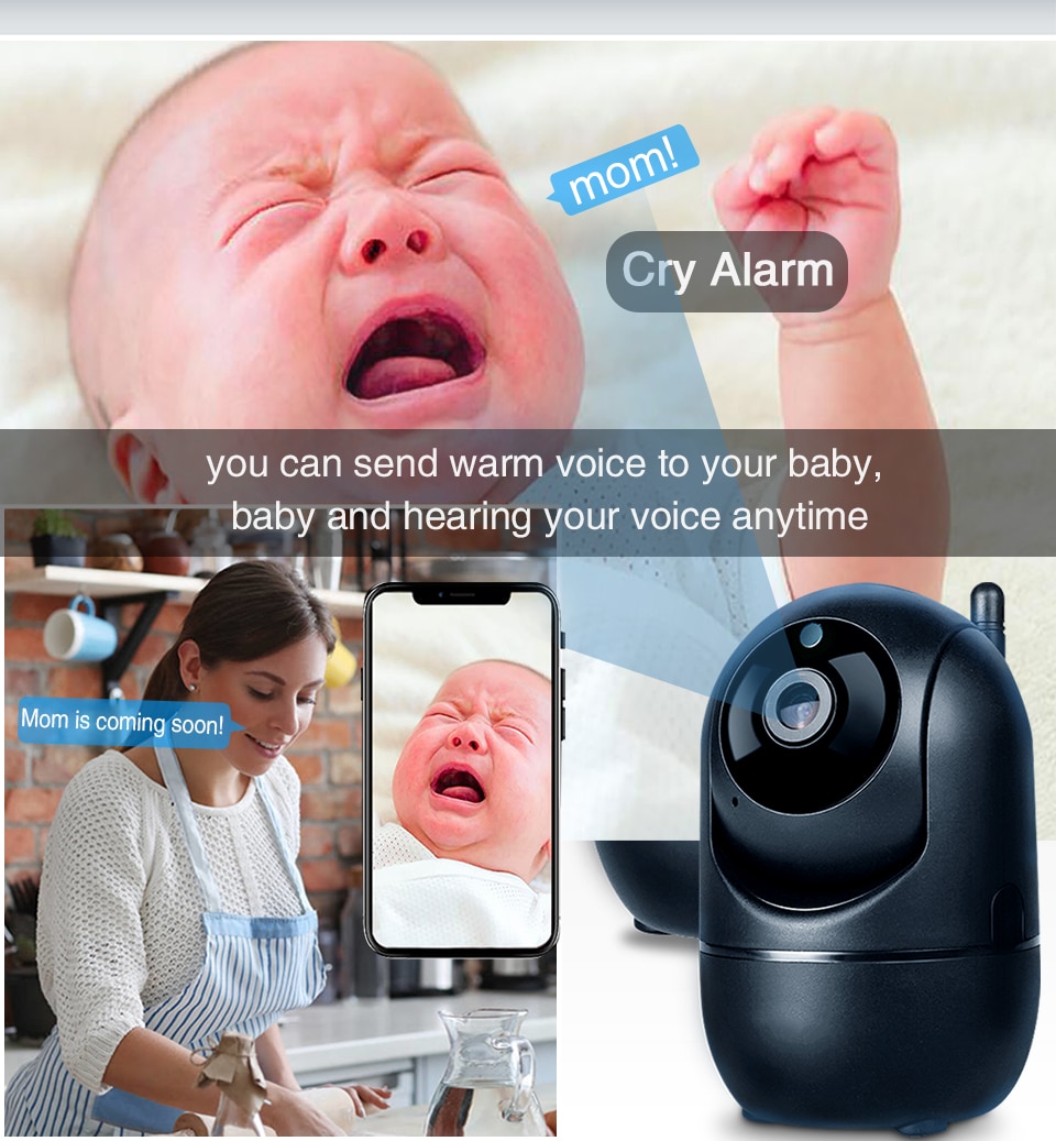 Baby Monitor WiFi IP Camera wifi Video Nanny Camera Baby Camera with monitor Night Vision Wireless Baby phone 1080P Cry Alarm IR