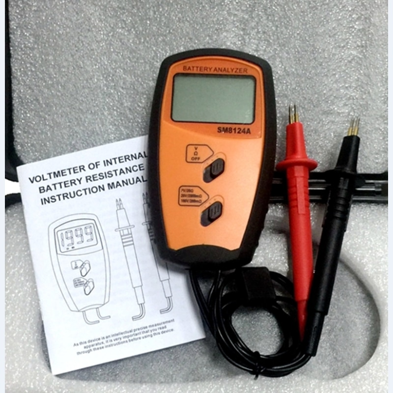 Portable Internal Battery Resistance Impedance Meter Battery Resistance Voltmeter 200V Battery Tester Low Voltage prompt SM8124A