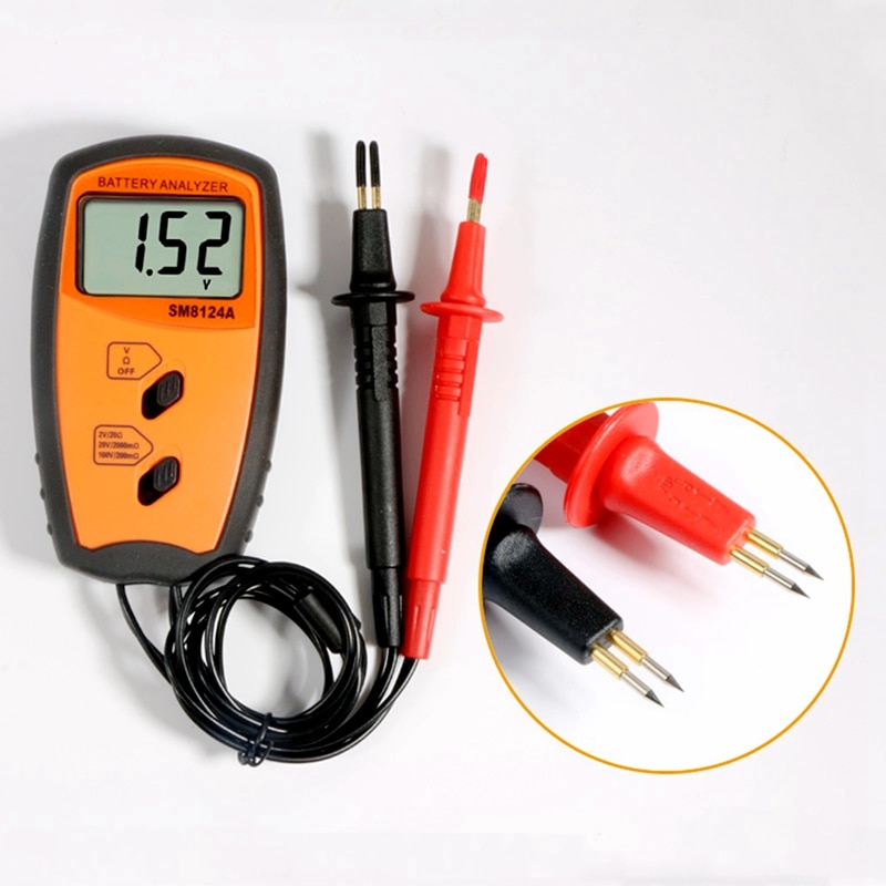 Portable Internal Battery Resistance Impedance Meter Battery Resistance Voltmeter 200V Battery Tester Low Voltage prompt SM8124A