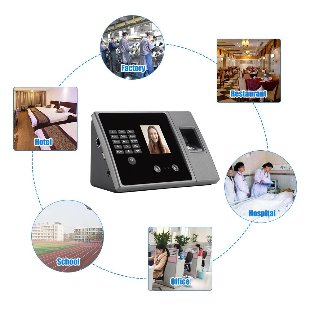 Biometric Attendance System Biometric Intelligent Face Time Attendance Recognition Time Clock USB/Ethernet Employee Recorder
