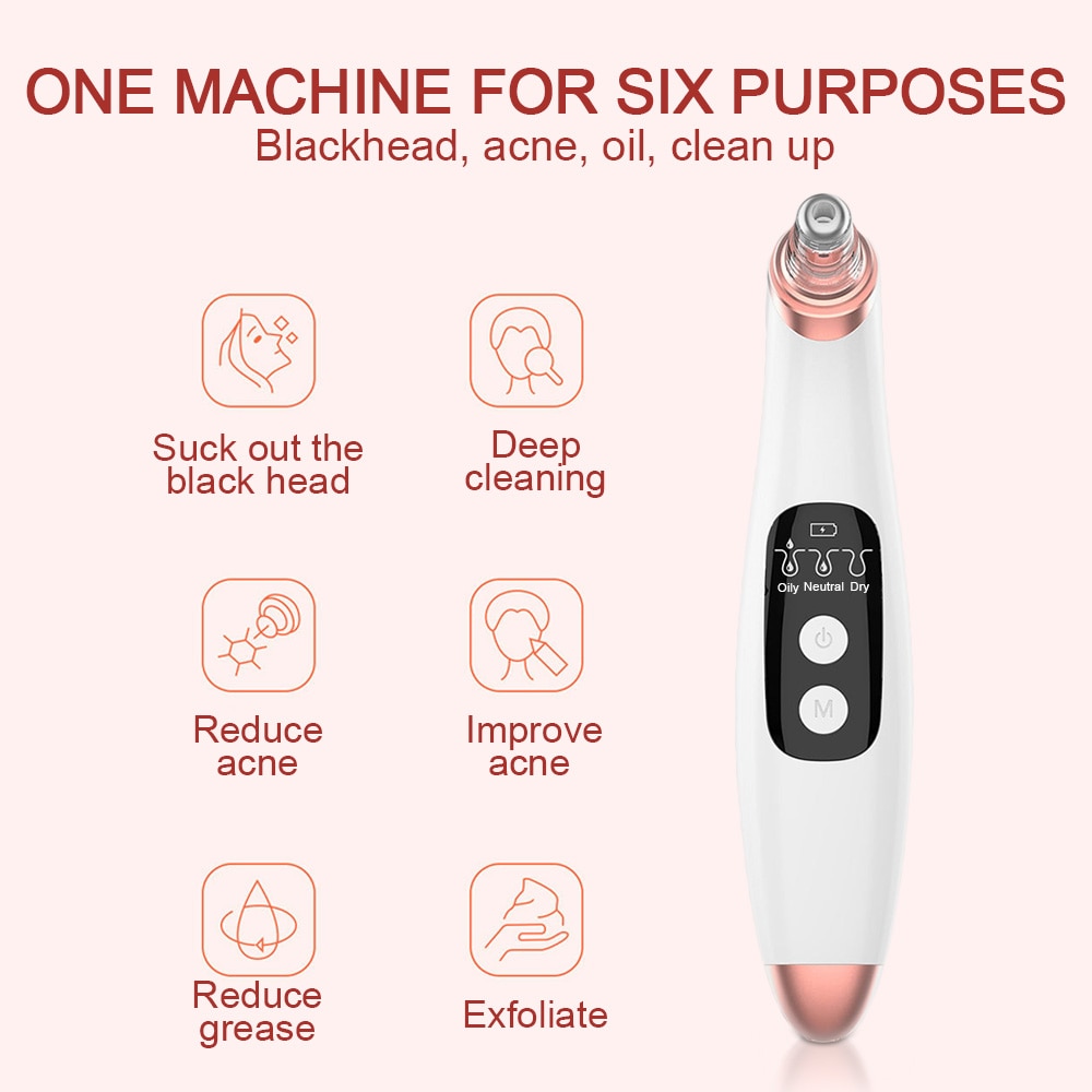 Blackhead Remover Vacuum Skin Scrubber Facial Cleansing Peeling Machine Pore Cleaner Facial Steamer Acne Remover Skin Care Tool