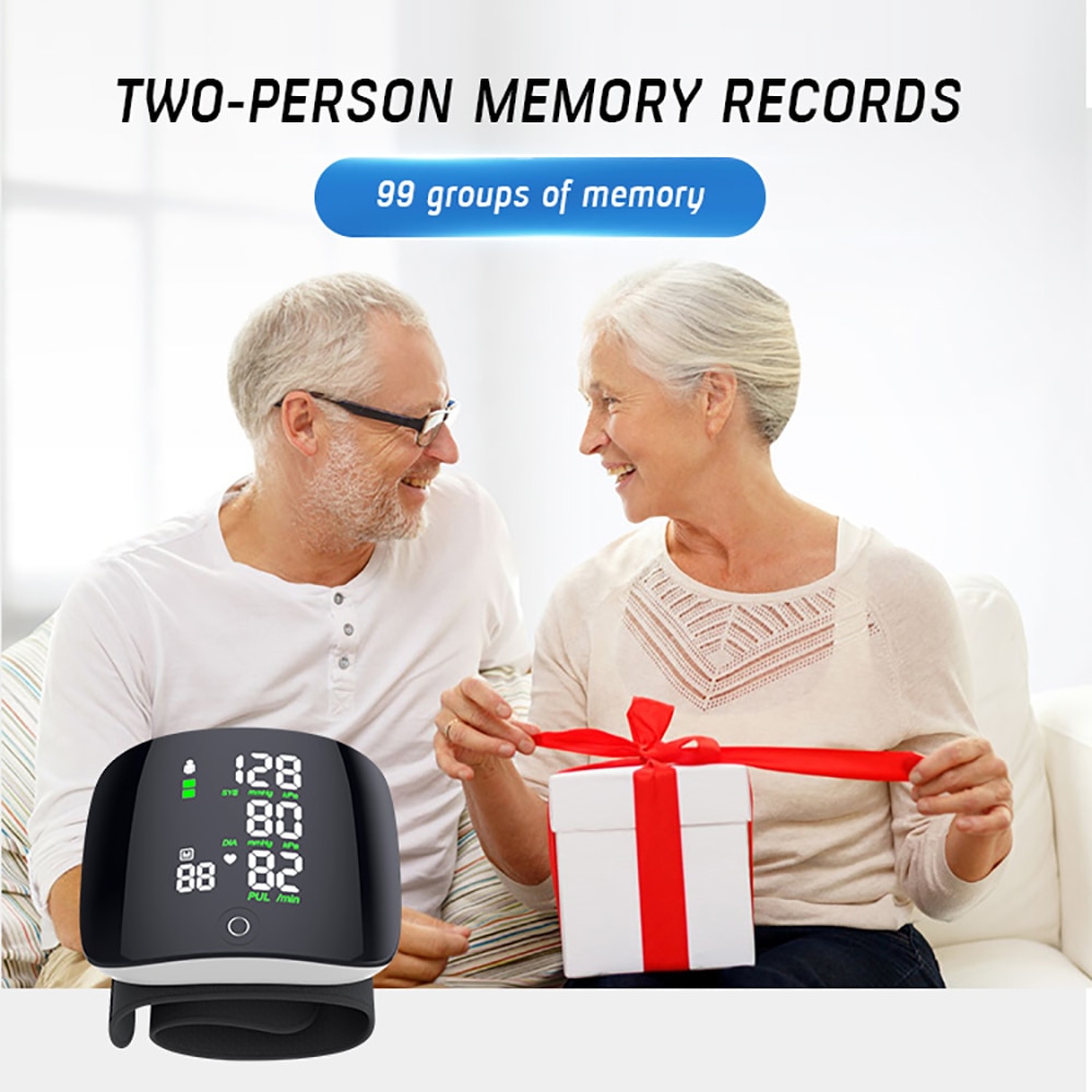 Rechargeable Voice Wrist Blood Pressure Monitor Digital Automatic Tonometer Heart Rate Sphygmomanometer  LCD Display EU Box