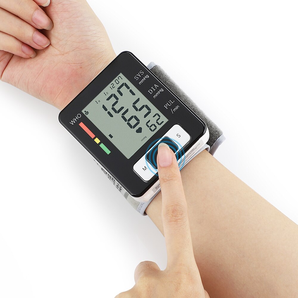 Medical Tensiome English Voice Cuff Wrist Sphygmomanometer Blood Presure Meter Monitor Heart Rate Pulse Portable Tonomete