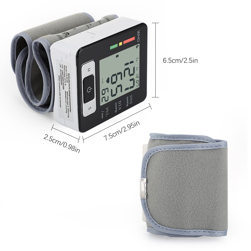 Medical Tensiome English Voice Cuff Wrist Sphygmomanometer Blood Presure Meter Monitor Heart Rate Pulse Portable Tonomete