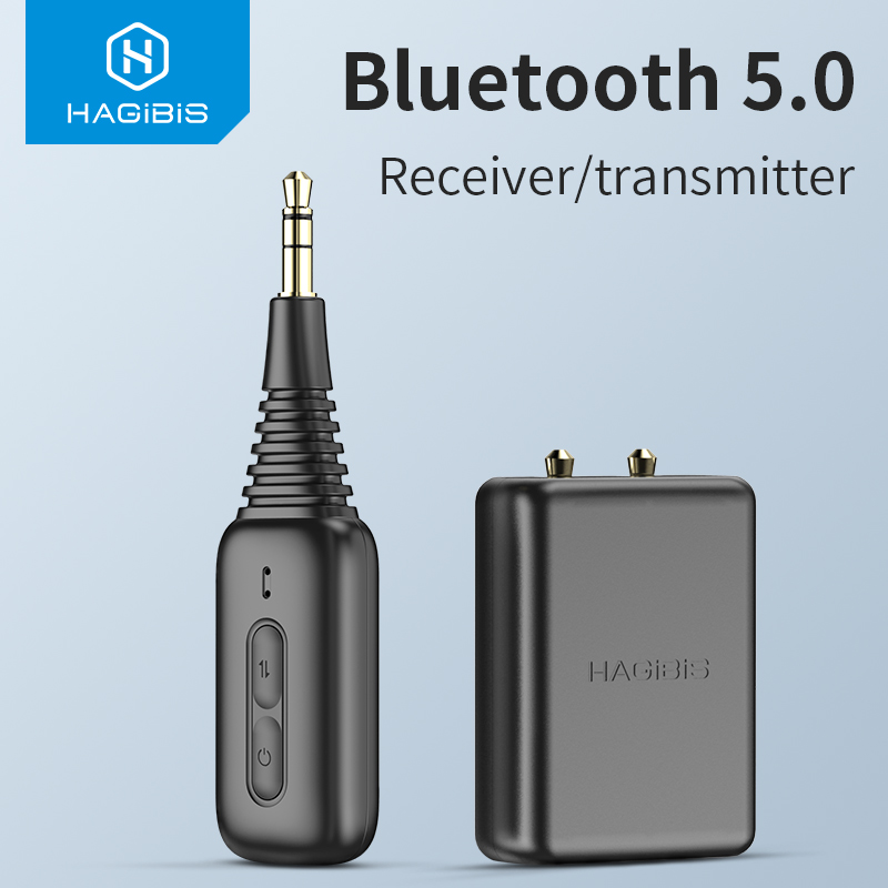 Hagibis Bluetooth 5.0 Receiver Transmitter with Airplane Flight Audio Adapter aptx  For TV Headphone PC PS4 Bose  Beats  AirPods