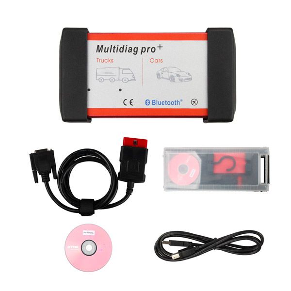 V2016.1 New Design Bluetooth Multidiag Pro+ for Cars/Trucks and OBD2 with 4GB Memory Card Support Win8