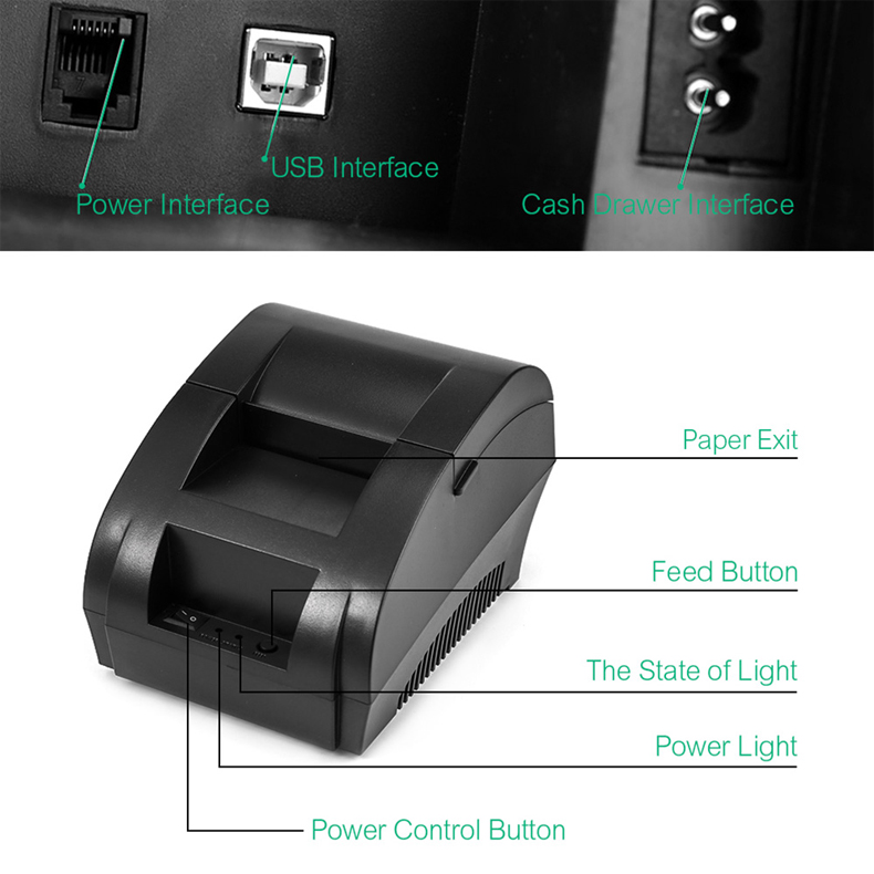 NT-1809DD 58mm Bluetooth Thermal Receipt Printer for Android IOS Windows AND 5890T RS232 Port Receipt Printer POS Portable