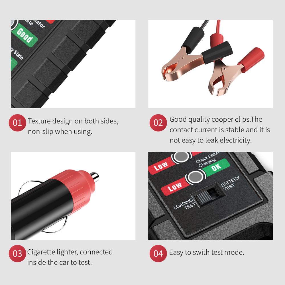 BM410 BM420 Battery Tester 12~24V Cigarette lighter Version Car Digital 6 LED Light Alternator Auto Battery Analyzer