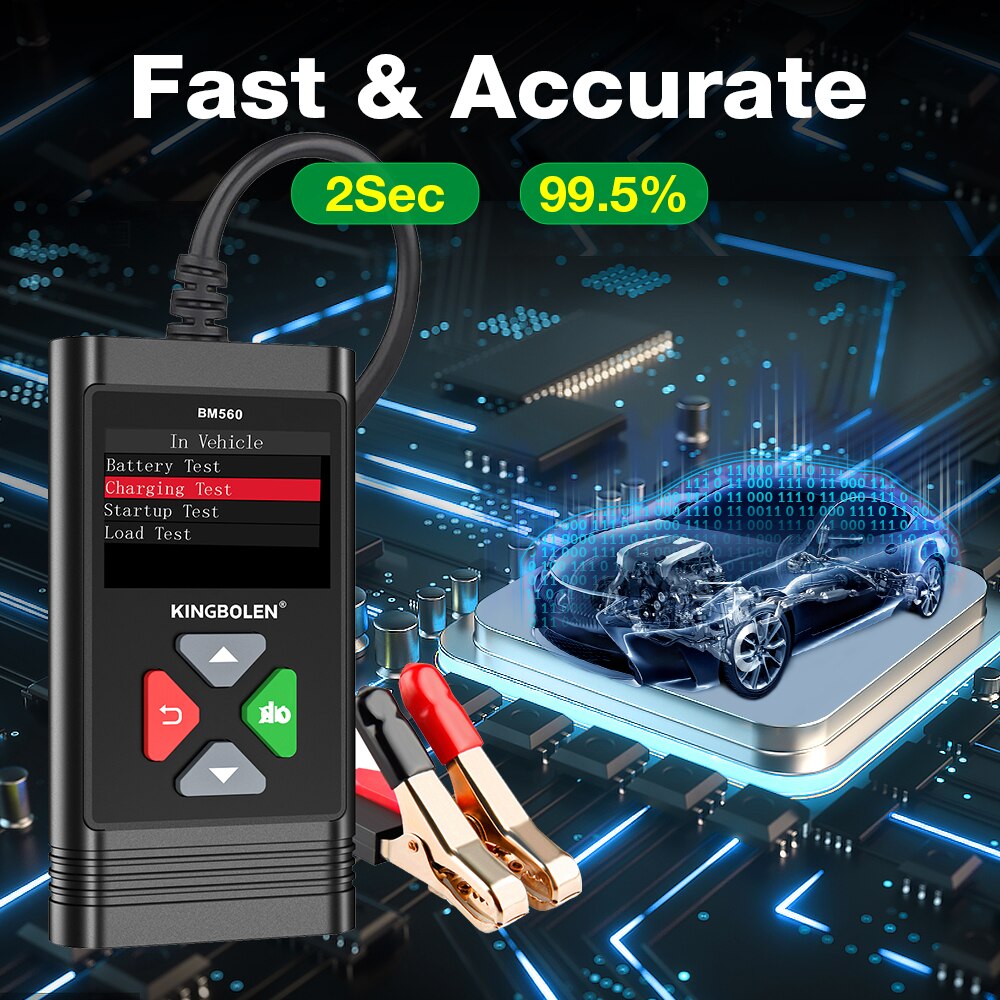 BM560 6V 12V Car Motorcycle Battery Tester 100-2000CCA Battery System Analyzer Charging Cranking Test Tools PK BM550