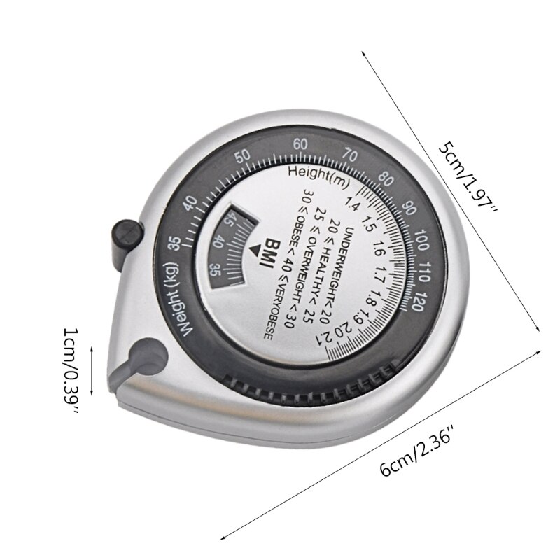 1pc Body Mass Measuring Tape Measure 150cm BMI Calculator - Fitness Weight Loss Muscle Fat Test - Push-Button Retract