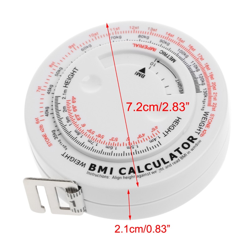 BMI Body Mass Index Retractable Tape 150cm Measure Calculator Diet Weight Loss Tape Measures Tools