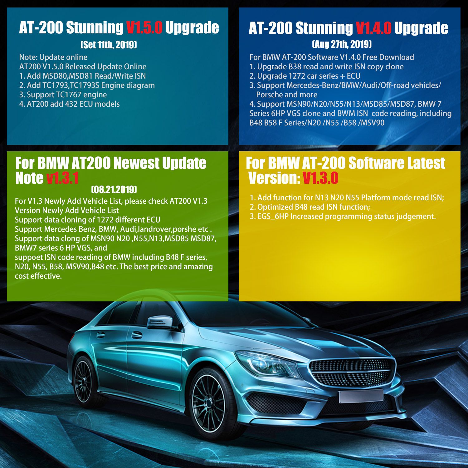 BMW AT-200 AT200 V1.8.5 ECU Programmer & ISN OBD Reader Support MSV90 MSD85 MSD87 B48