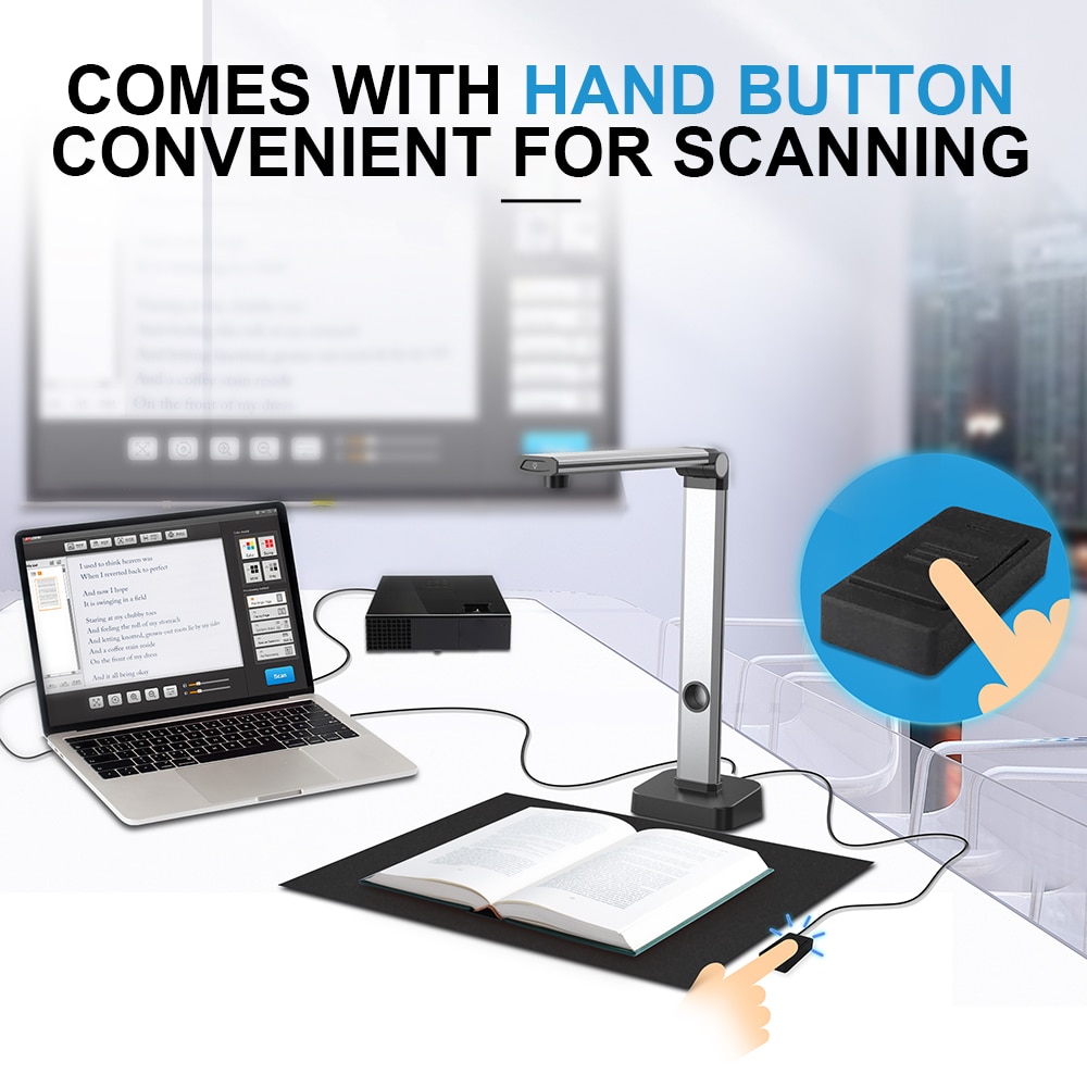 L10 Book & Document Scanner, Auto-Flatten & Capture Size A3, Smart Multi-Language OCR, SDK & Twain for Office and Education