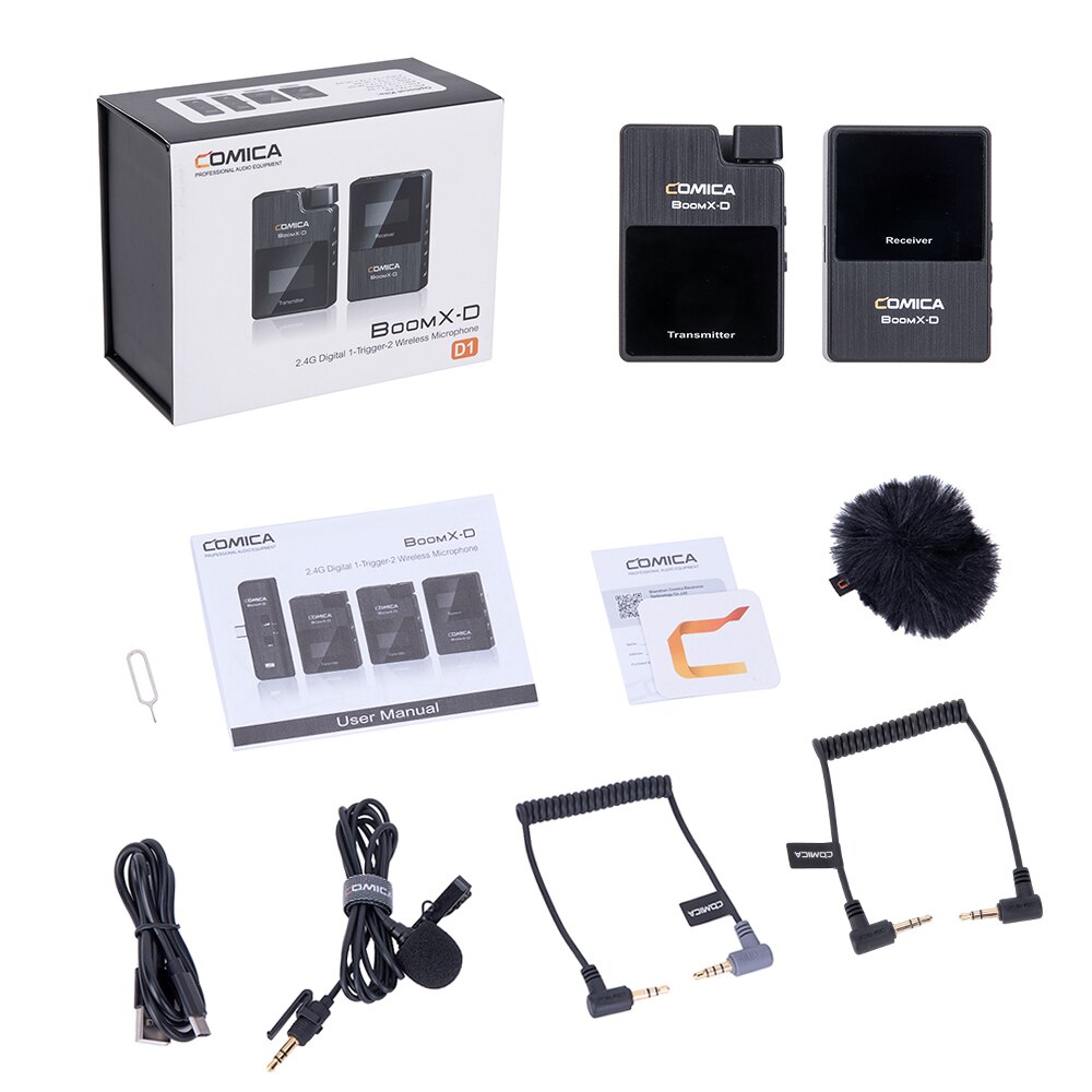 BoomX-D1 2.4G Digital Mini Wireless Microphone System,Lavalier Lapel Microphone for Canon Nikon DSLR Cameras,Smartphone
