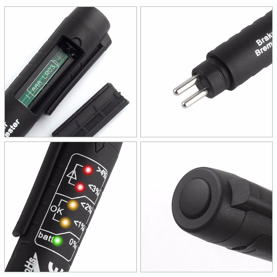 LED Brake Fluid Tester DOT 4 Oil Liquid Moisture Water Detection Tool