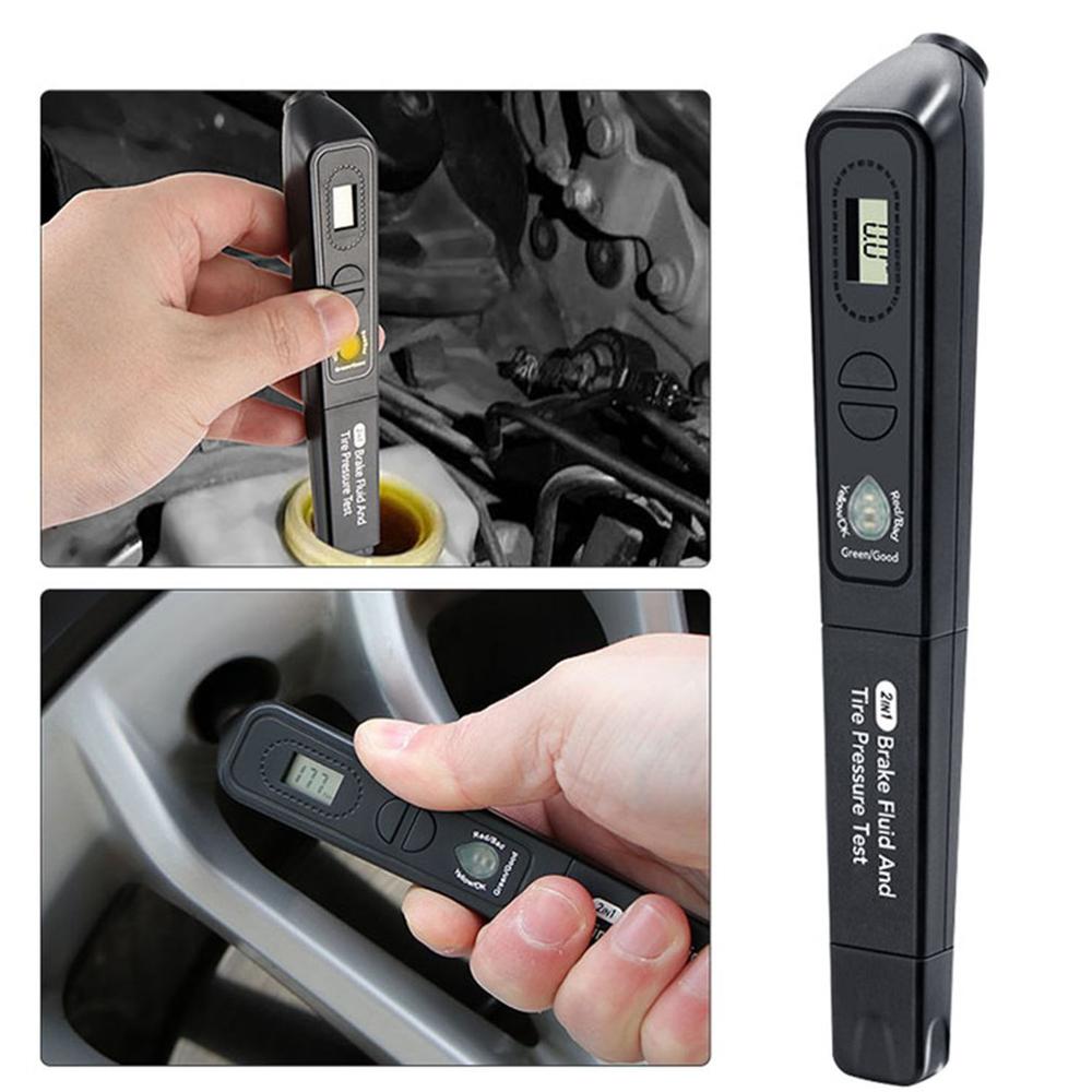 Brake Fluid Tire Pressure Tester Accessories And Parts Brake Fluid Test Pen Pressure Gauge 2 in 1 Digital LCD Screen Detection