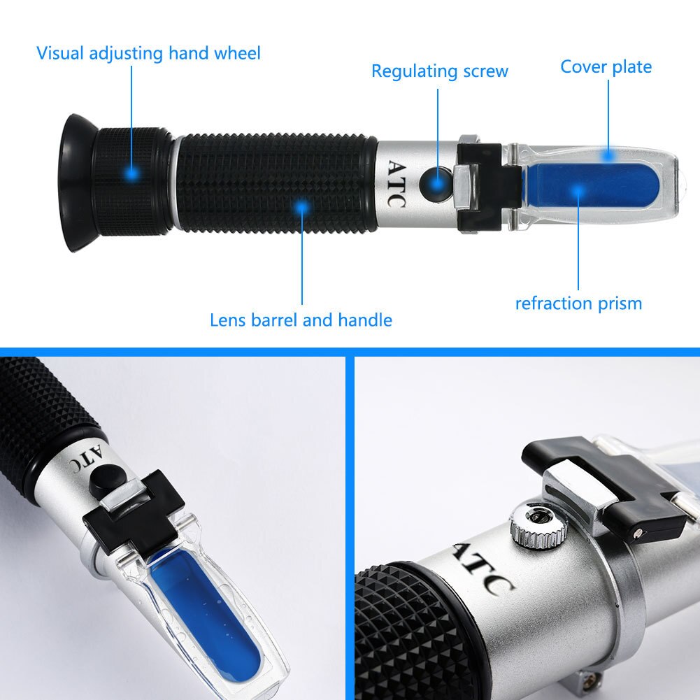 0-20% Brix refractometer Brix Milk Concentration Refractometer Tester Milk Refractometer Scale Handheld Tool Hydrometer with ATC