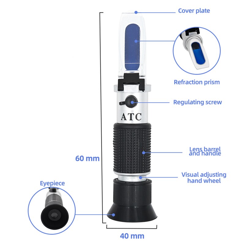 Brix Refractometer 0-10% Brix Handheld Sugar Meter ABS Material Plastic Sugar Refractometer Sugar Content Testing Equipment 40%