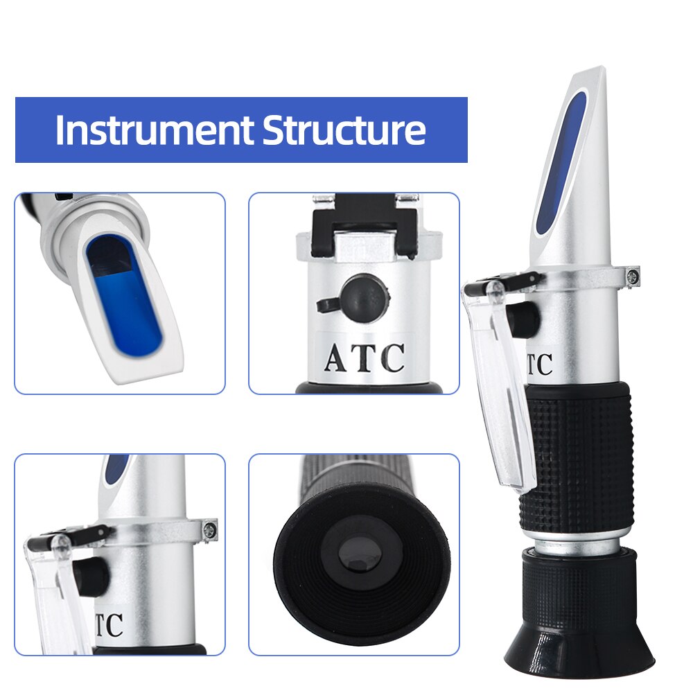 Brix Refractometer 0-10% Brix Handheld Sugar Meter ABS Material Plastic Sugar Refractometer Sugar Content Testing Equipment 40%