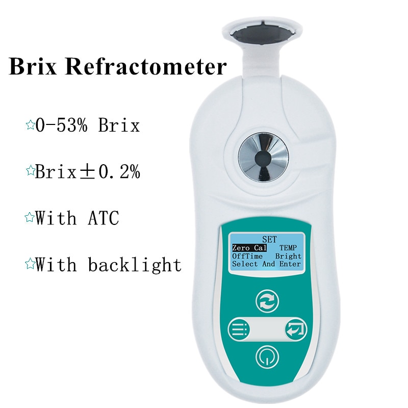 Brix Refractometer Sugar Meter 0-53% Brix Refractive Index Brix Meter Refractometer Brix Sugar Concentration High Precision