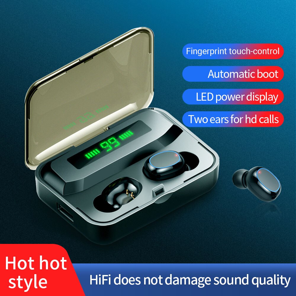 BT 5.0 ED Bluetooth Wireless Earphones Headphones Earbuds TWS Touch Control Sport Headset Noise Cancel Earphone Headphone for PC