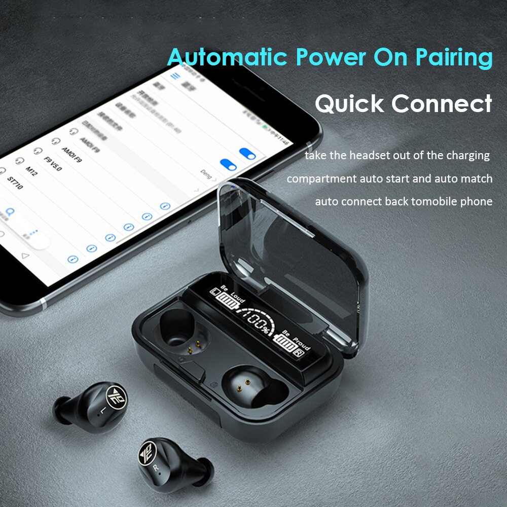 M16 BT5.1 Connected Sport Earphone Earbud with Sensitive Touching Sensor Control Multifunctional High Capacity with Chargeing Box