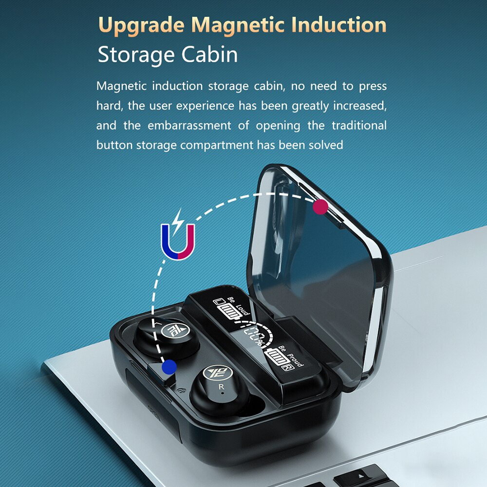 M16 BT5.1 Connected Sport Earphone Earbud with Sensitive Touching Sensor Control Multifunctional High Capacity with Chargeing Box