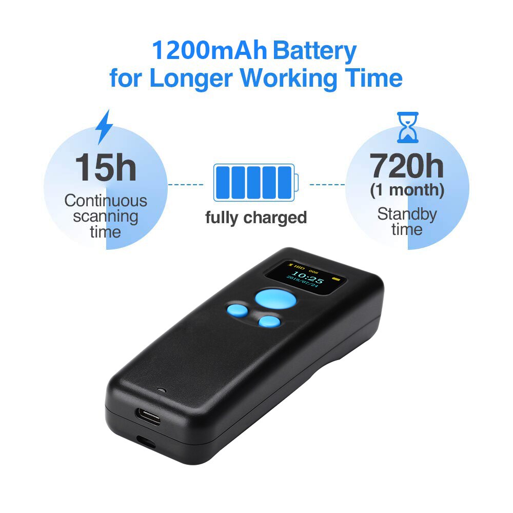 BT55 Portable 1d high speed handheld bluetooth barcode 3 in 1scanner gun compatible with various apps and computer