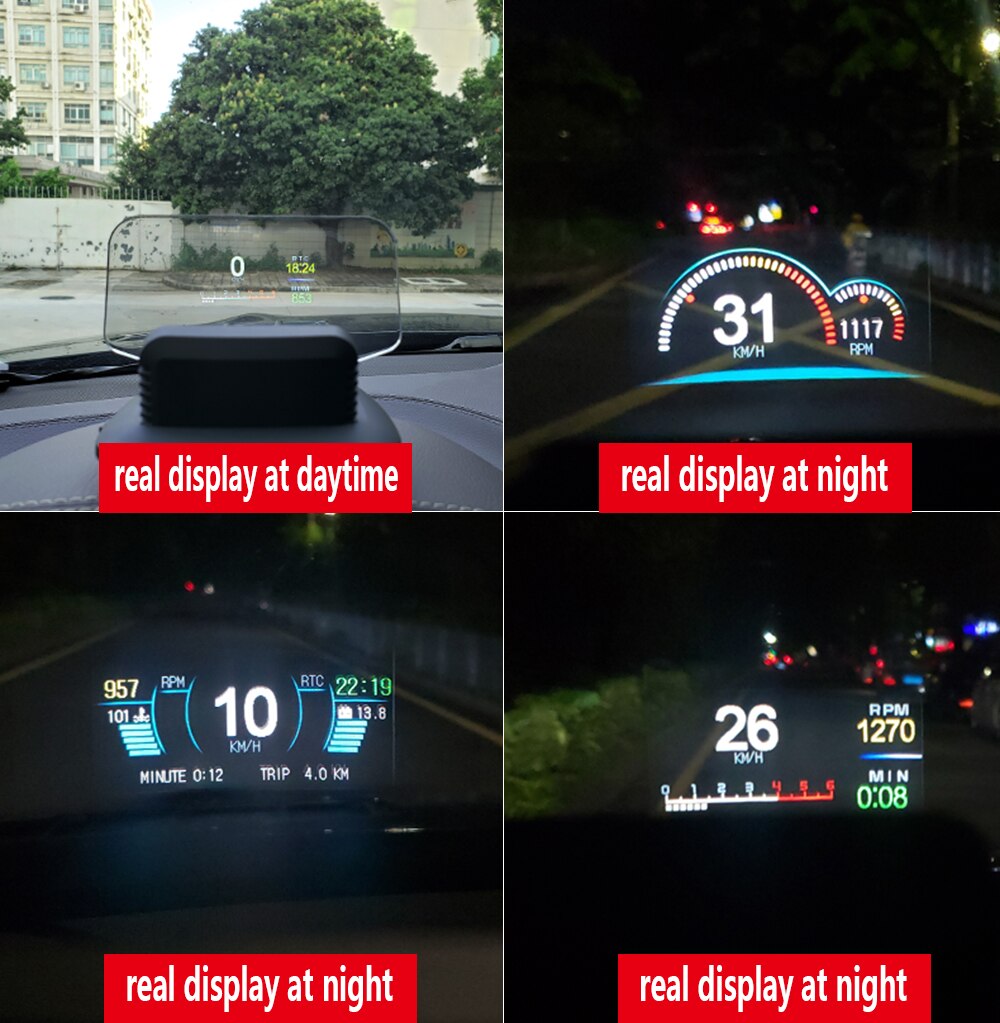 C1 Mirror HUD New OBD2+GPS Dual Mode OBD2 Head Up Display Car GPS HUD Digital MPH KMH Speedometer Water & Oil Temp RPM