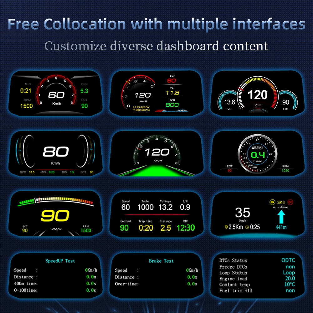 C3 Head Up Display OBD2 HUD Mirror Updated Optional Navigation HUD Speed Fuel Consumption Car Speedometer Projection