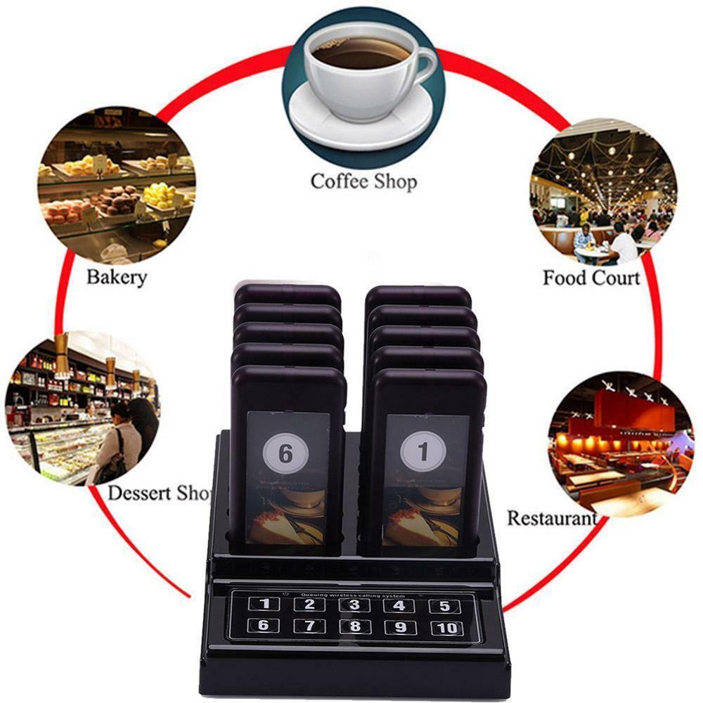 Calling Pagers System Restaurant Pager Waiter Calling System Wireless Paging Queue System 1charger +10 Receivers restaurante