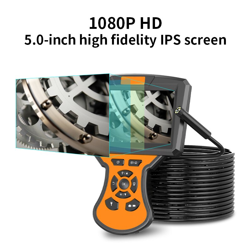 Single & Dual Lens Inspection Camera Endoscope with 5" IPS LCD Screen 8mm HD Borescope Sewer Camera with LED Flashlight