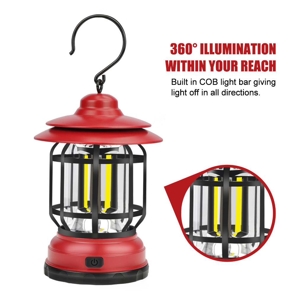 New Camping Portable Retro Lantern USB recharge Vintage Tent Lighting Lantern Decoration Waterproof Outdoor Garden Street Path Lawn Lamp