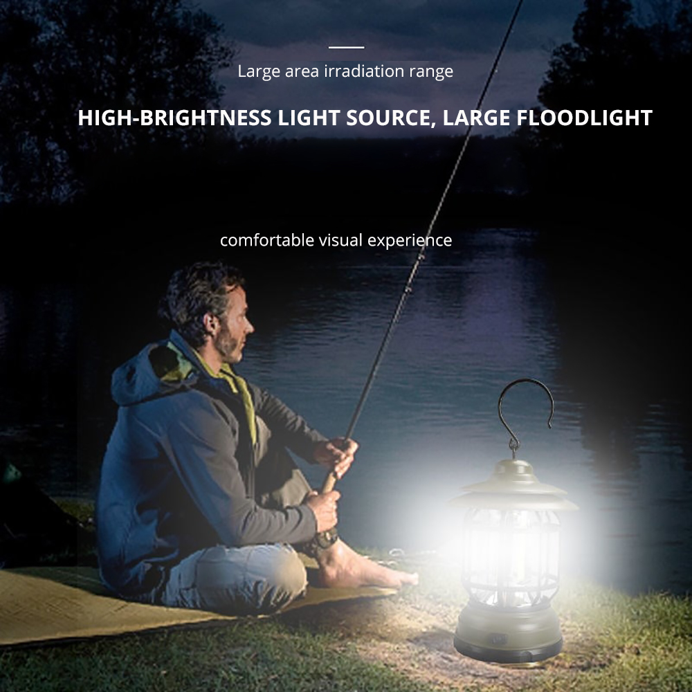 New Camping Portable Retro Lantern USB recharge Vintage Tent Lighting Lantern Decoration Waterproof Outdoor Garden Street Path Lawn Lamp